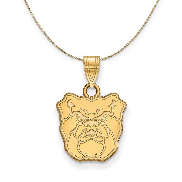 14k Yellow Gold Butler U Bulldogs Sm Mascot Necklace - 20 Inch